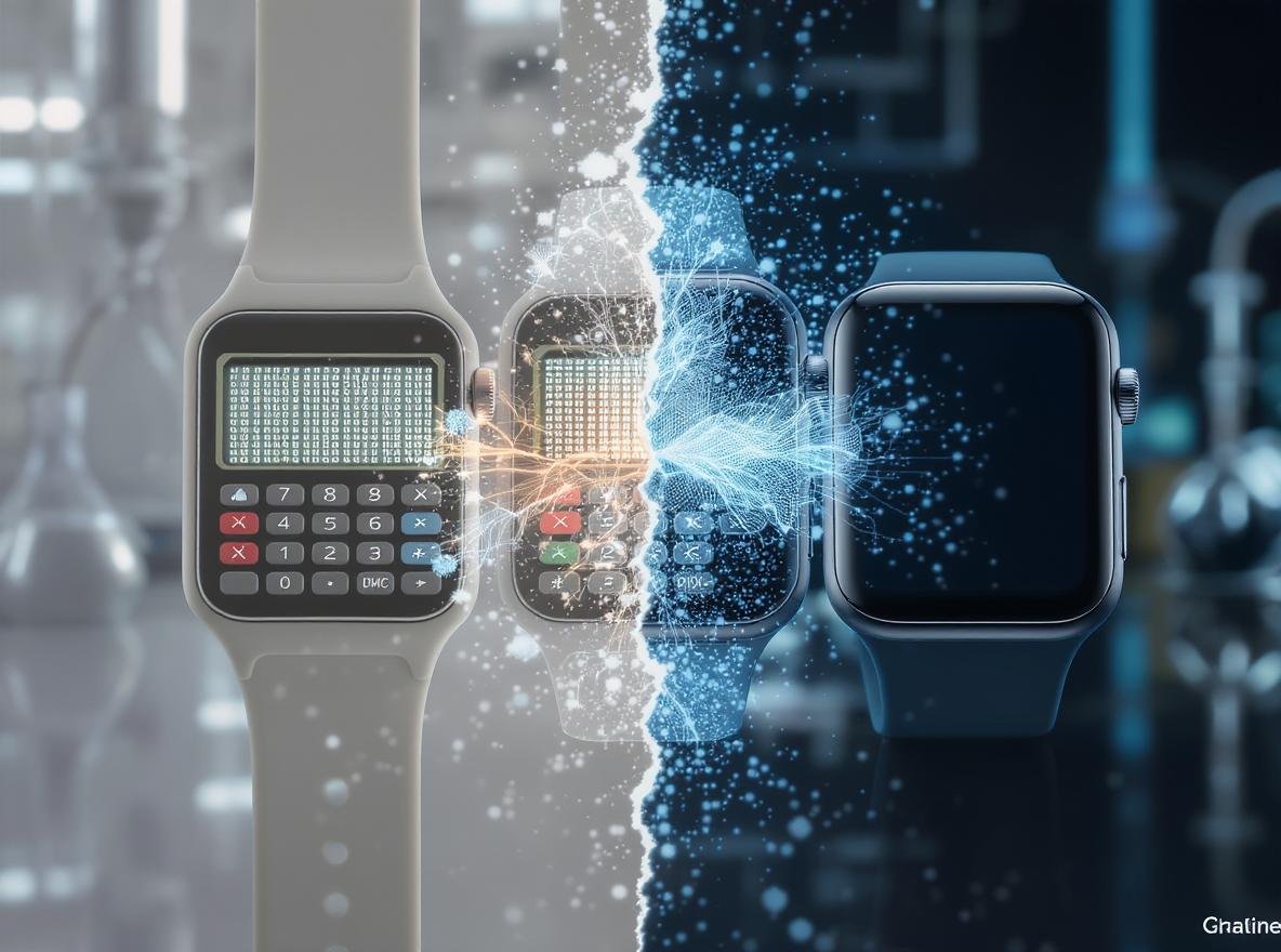 Smartwatch evolution timeline from 1980s calculator watch to modern health monitoring device