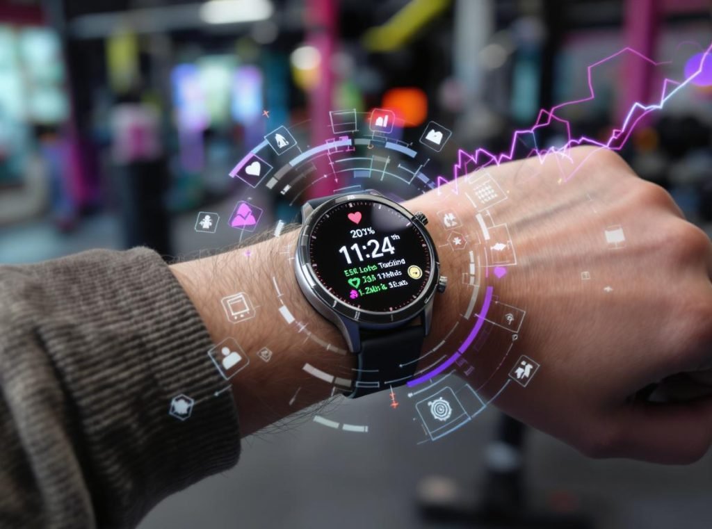 Smartwatch fitness tracking and health monitoring during workout session