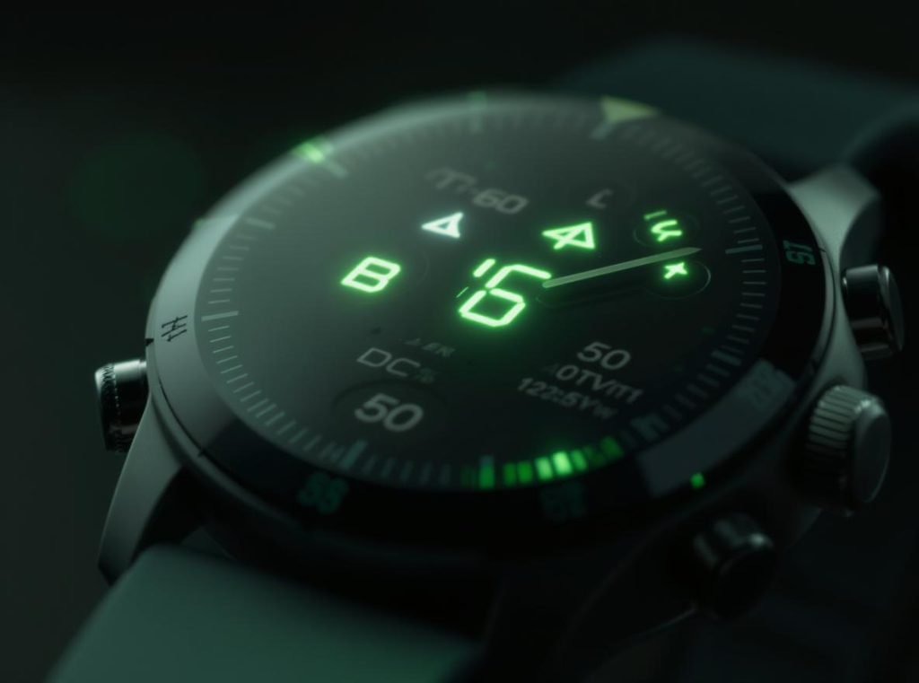 Smartwatch sensors close-up showing heart rate monitoring technology and LED sensors