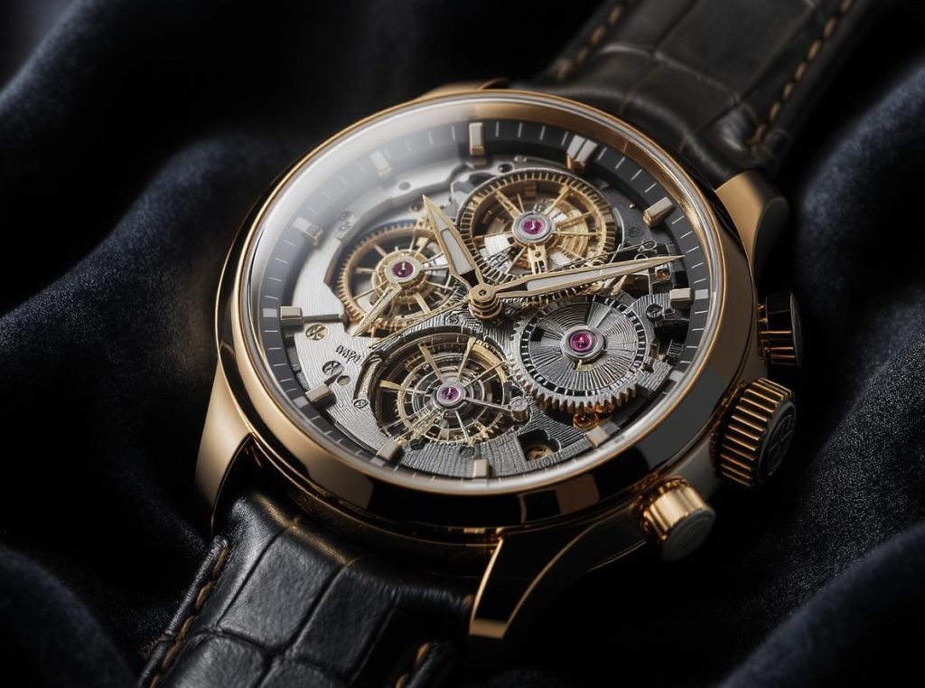 Luxury mechanical watch showcasing traditional craftsmanship and premium materials