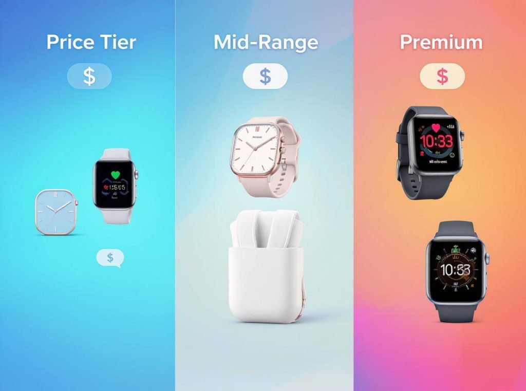 Smartwatch and fitness tracker price tiers from budget to premium ranges