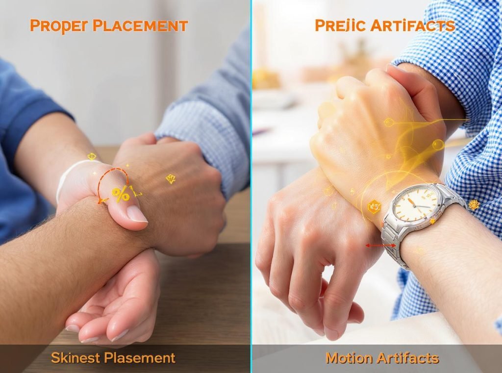 Factors affecting smartwatch SpO2 accuracy including skin tone, fit, and environmental conditions