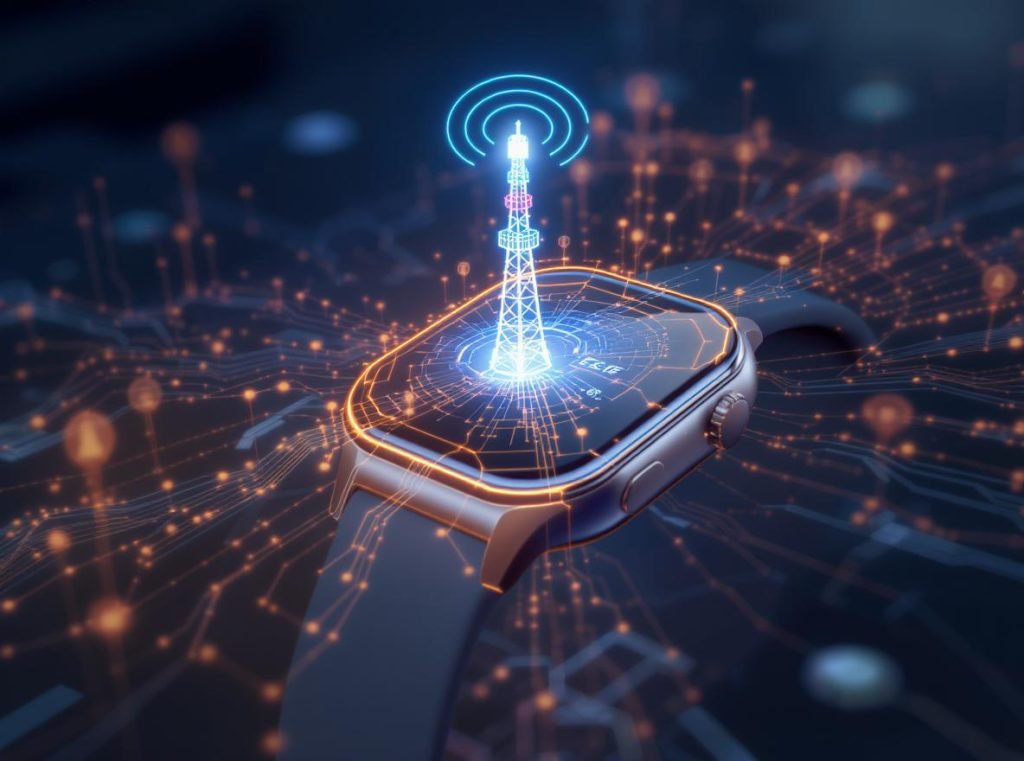 Cellular LTE smartwatch connecting to mobile network tower independently