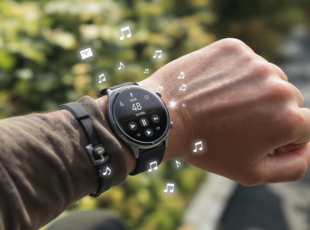 Smartwatch entertainment features including music streaming and media control