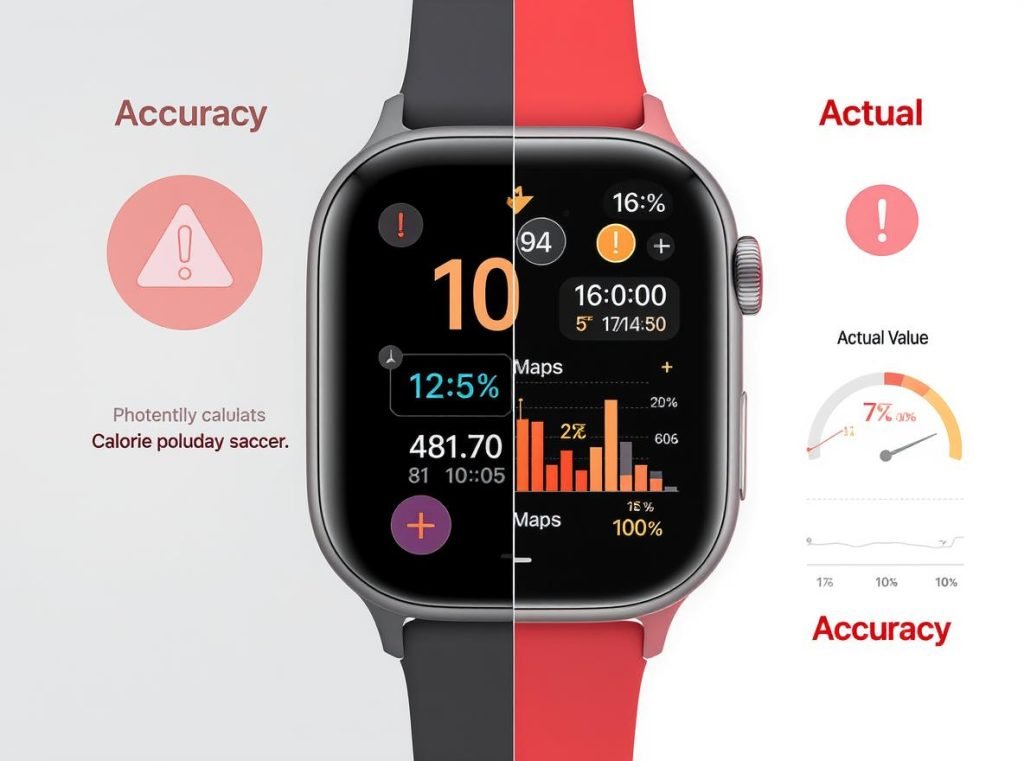 Smartwatch limitations showing calorie tracking accuracy issues and behavioral challenges