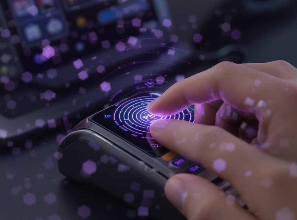 NFC enabled smartwatch making contactless payment at terminal