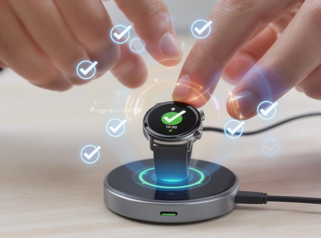 Proper smartwatch charging technique with manufacturer-recommended magnetic charger