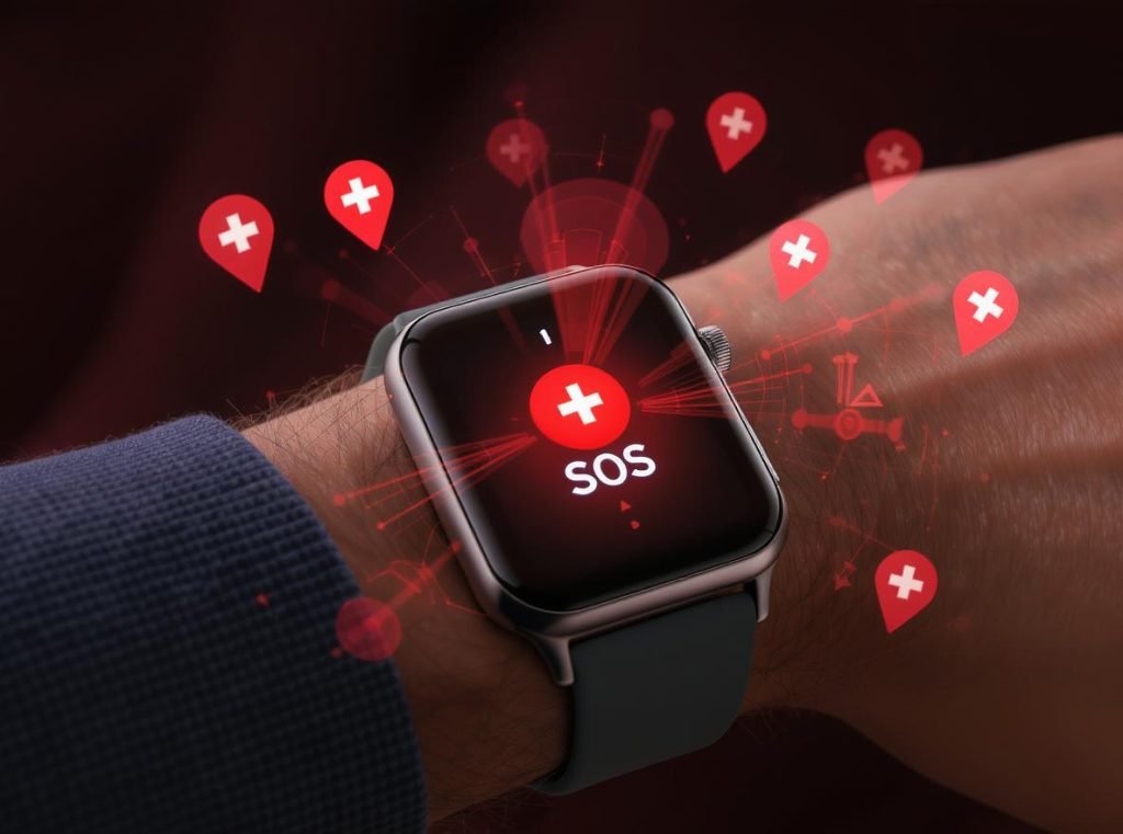 Smartwatch emergency SOS features and GPS location for phone-free safety