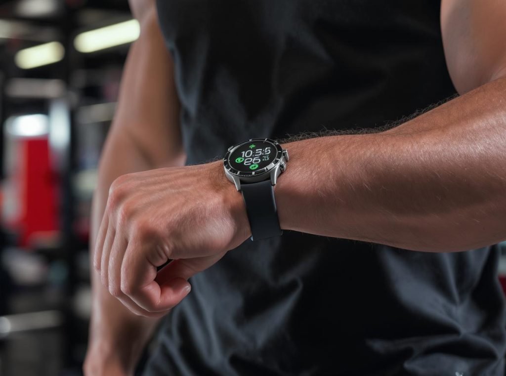 Athlete adjusting smartwatch fit before exercise for optimal heart rate tracking accuracy