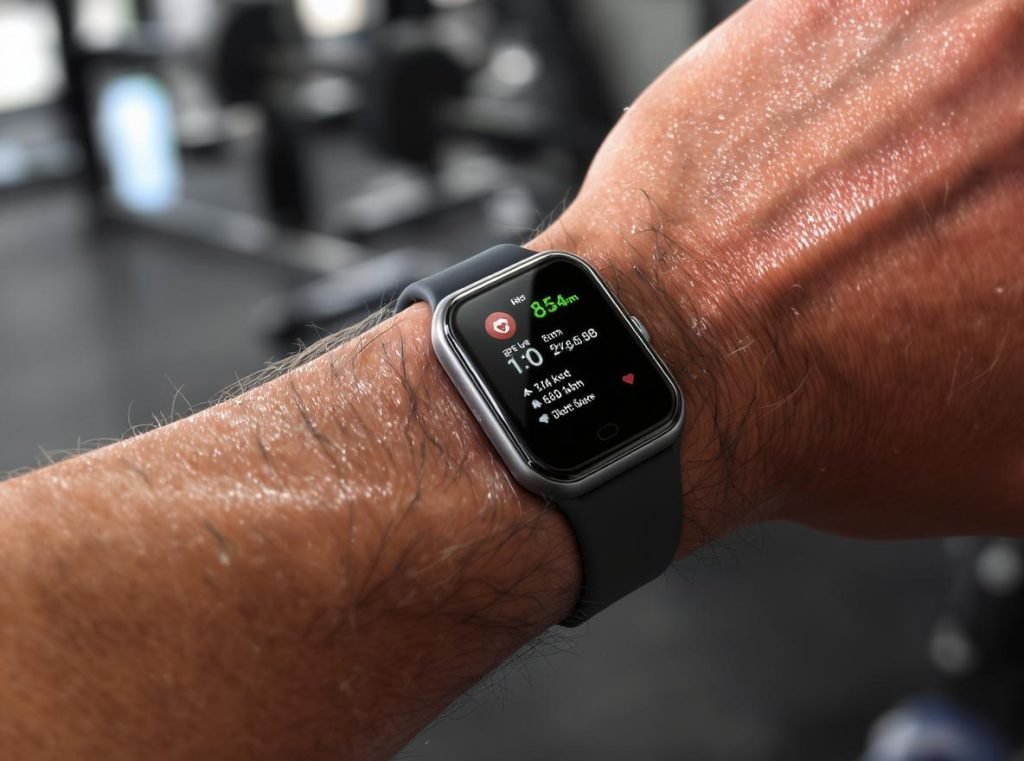 Fitness tracker being used during intense workout showing sports tracking capabilities
