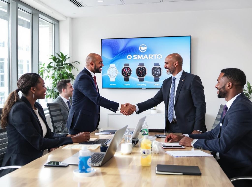 Osmarto smartwatch wholesale business meeting focusing on weight loss fitness technology solutions