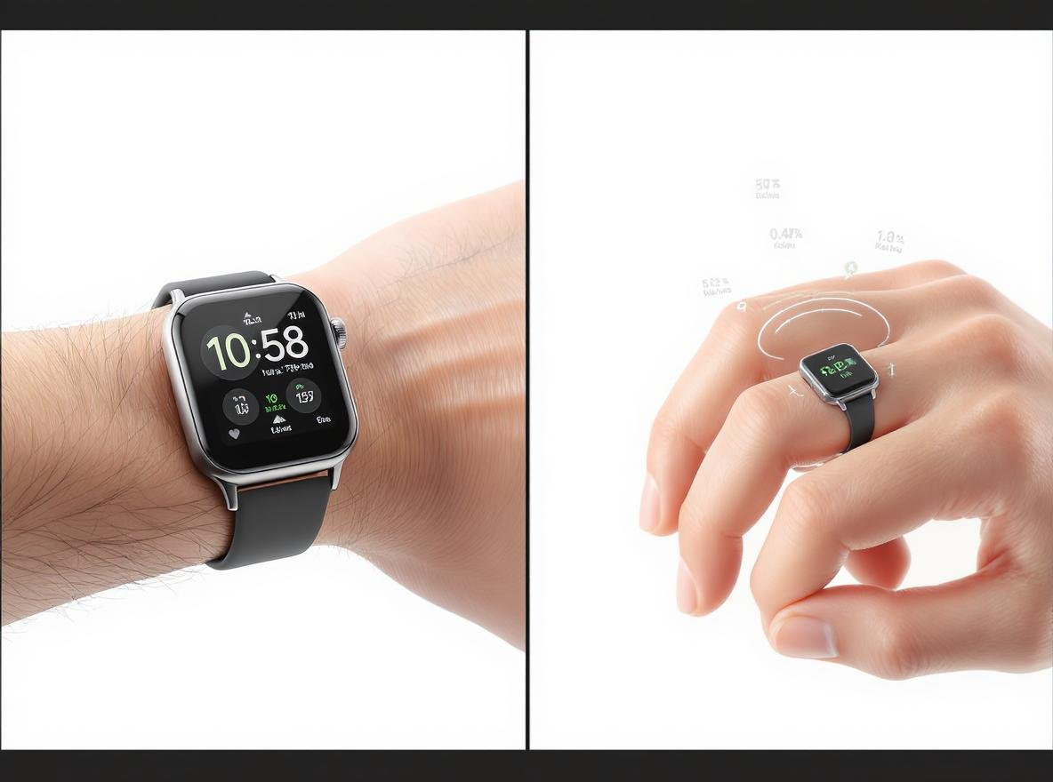 Smartwatch vs Oura ring comparison showing wearable devices side by side for health tracking