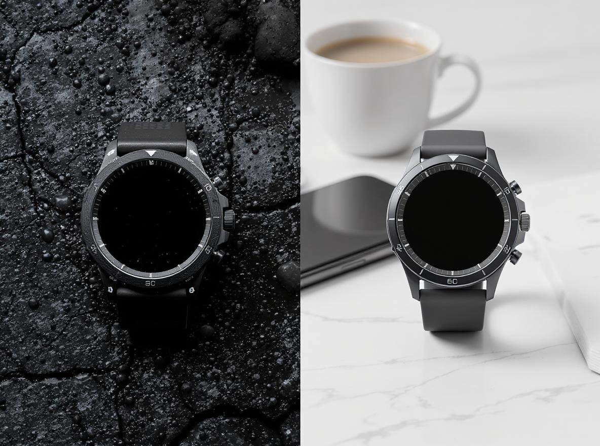 Rugged smartwatch vs standard smartwatch comparison showing durability differences