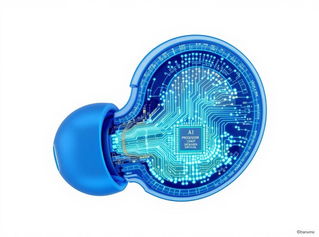 Translation earbud internal technology components and AI processing system