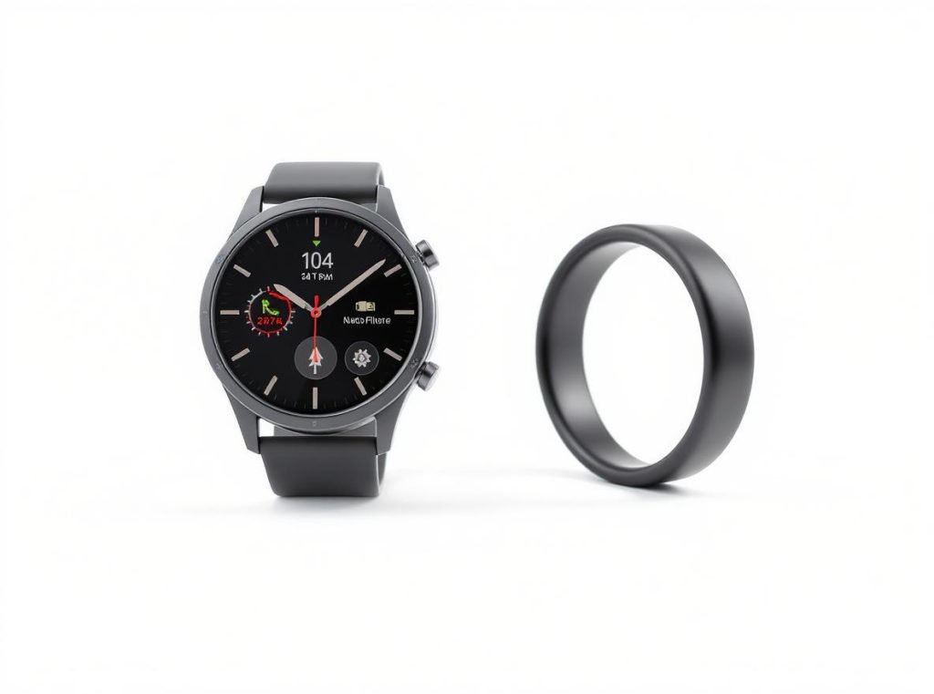 Smartwatch and Oura ring showing design differences and form factors