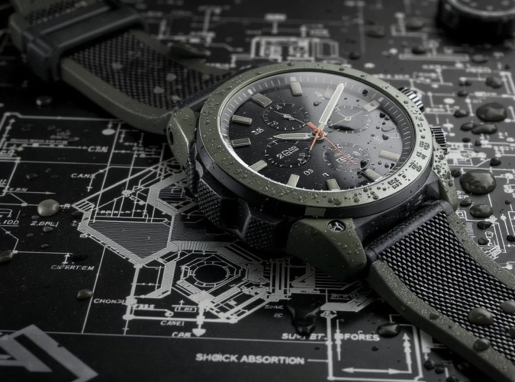 Rugged smartwatch construction showing military-grade materials and shock protection features
