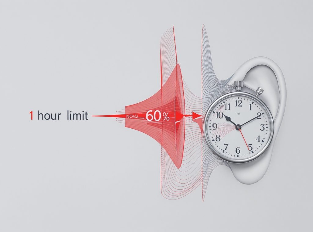 One hour daily earbud time limit with 60% volume safety rule