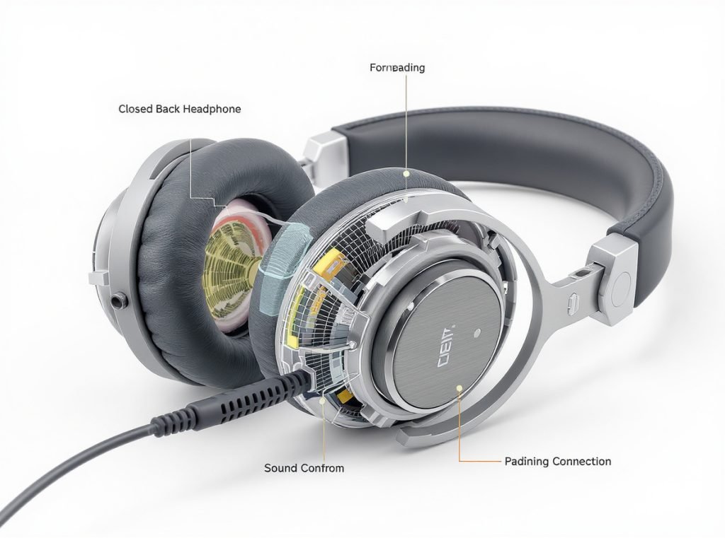 Professional headphones features diagram for streaming and podcasting