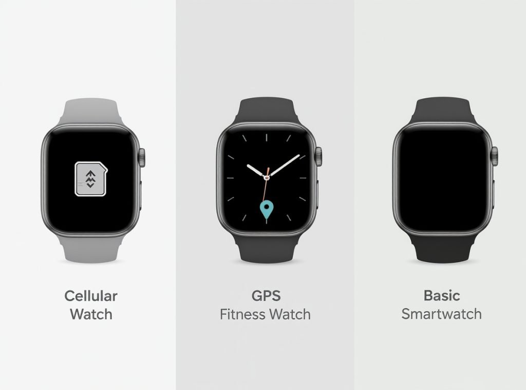 Three types of standalone smartwatches - cellular, GPS, and offline models