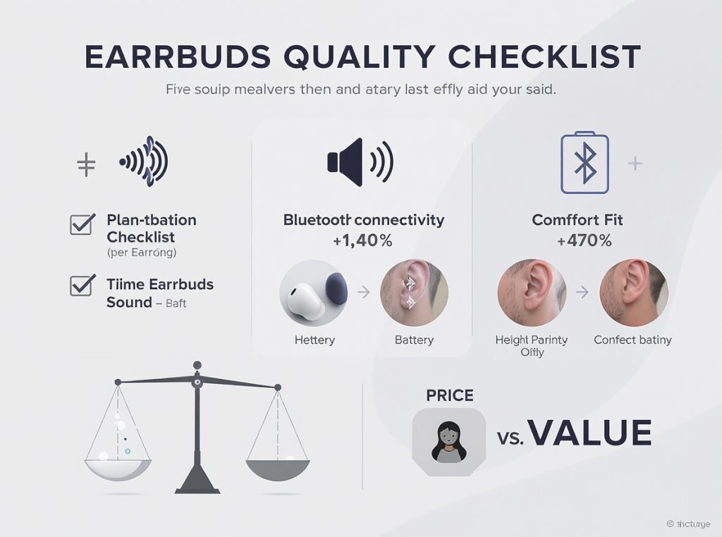 Budget TWS earbuds quality checklist - sound quality, battery life, connectivity features