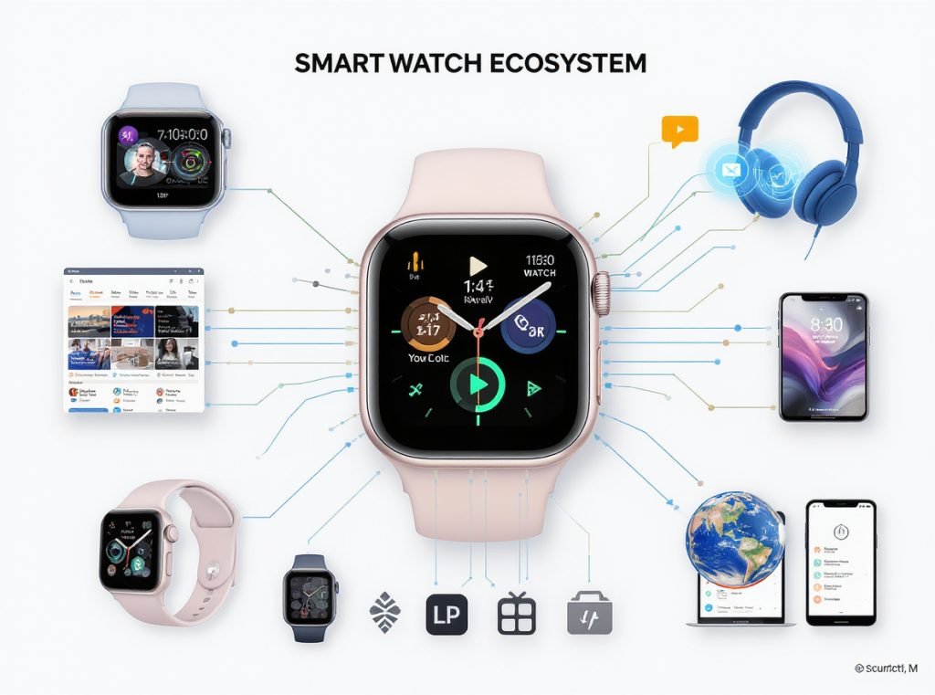 Complete smartwatch music ecosystem summary showing streaming capabilities and requirements