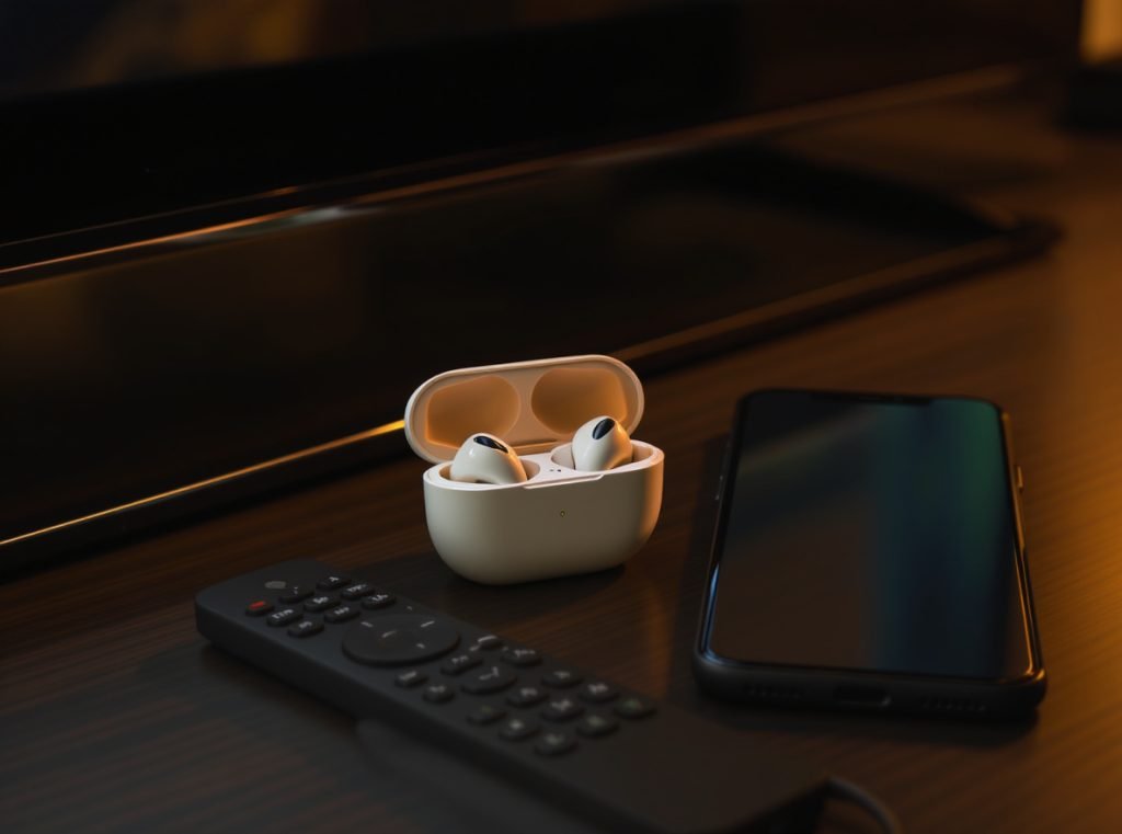 Perfect TV earbuds setup for comfortable private viewing experience