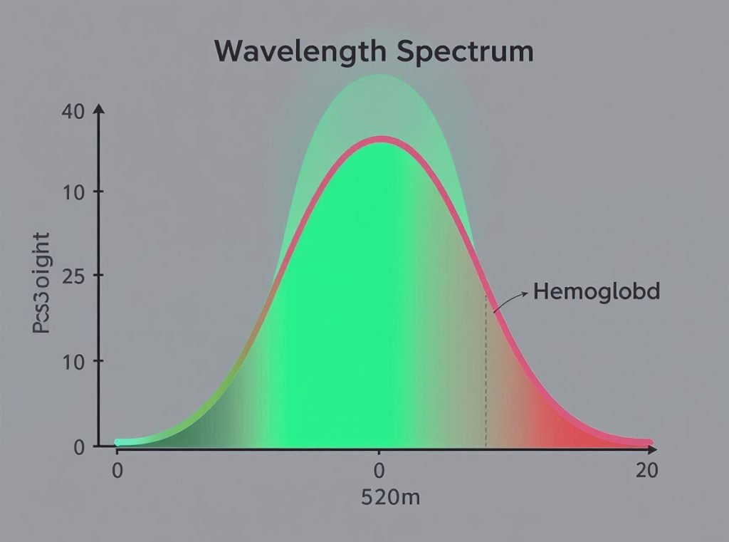 Green light wavelength 530nm hemoglobin absorption spectrum diagram