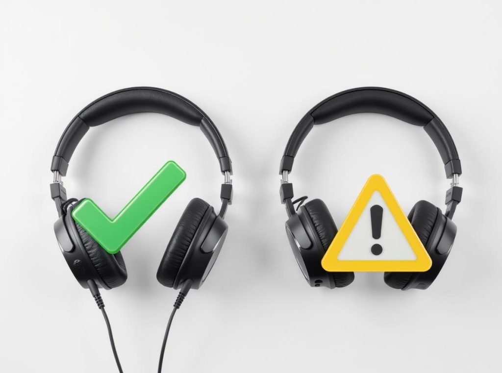 Comparison showing wired headphones safer than wireless headphones with battery risks