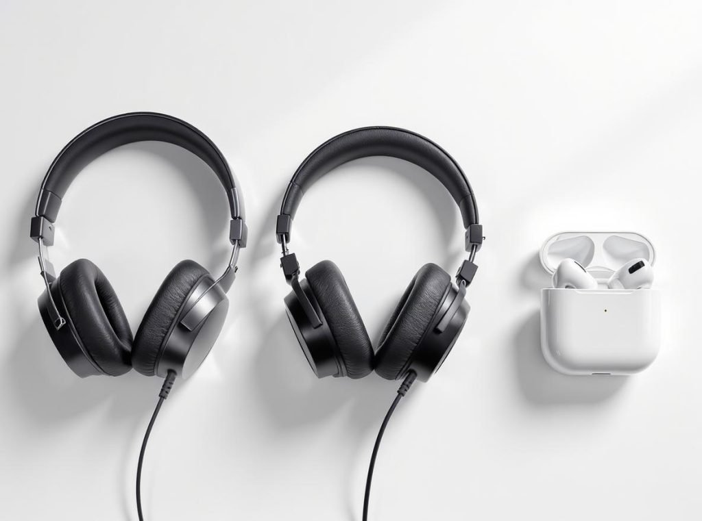 Comparison of over-ear, on-ear, and wireless earbud headphones for business call quality
