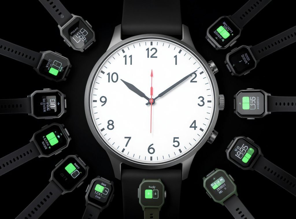 Daily smartwatch battery consumption patterns over 24 hours