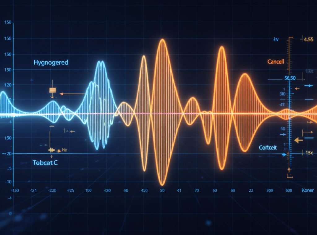 Sound wave diagram showing sleep earbuds blocking snoring frequency ranges