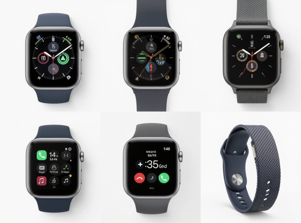 Various smartwatch brands showing WhatsApp notification compatibility