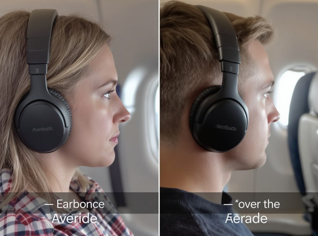 Over-ear headphones vs earbuds comparison for air travel comfort