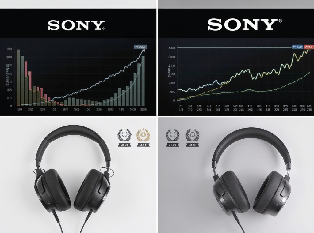 Leading noise cancelling headphone brands comparison chart showing performance ratings