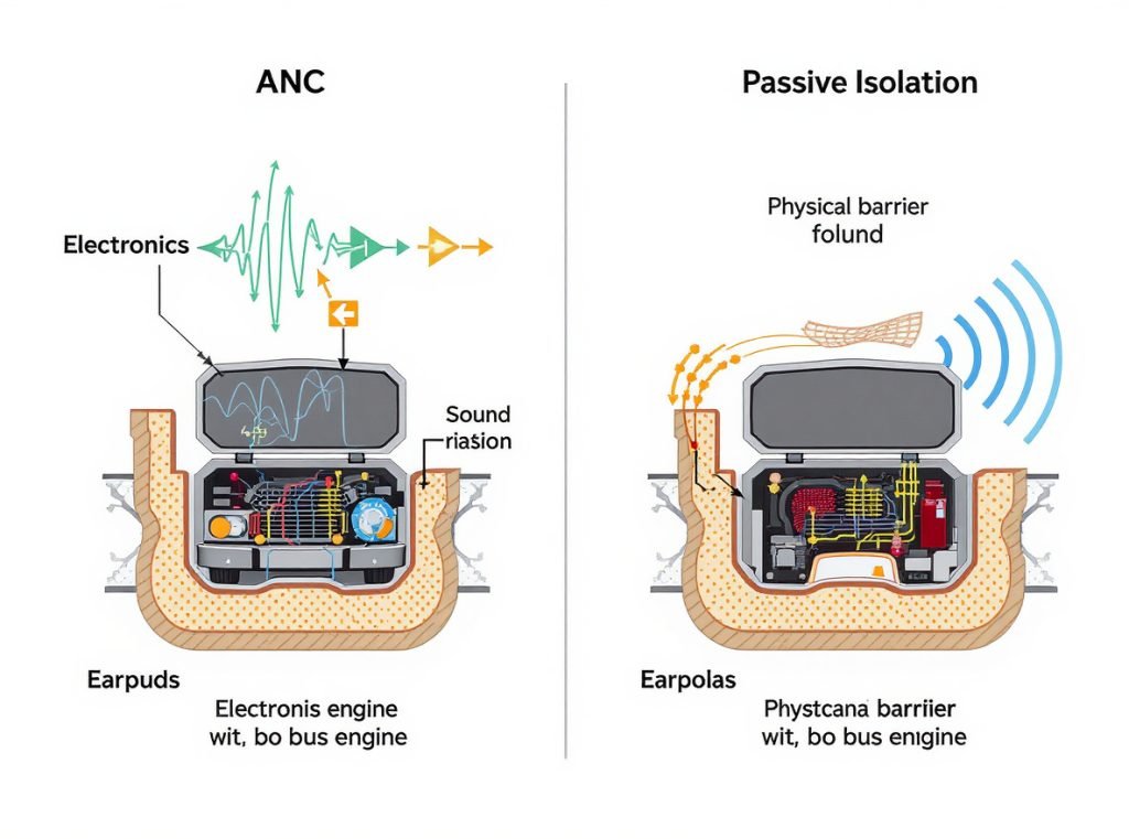 Active noise cancelling vs passive noise isolating earbuds comparison for commuting