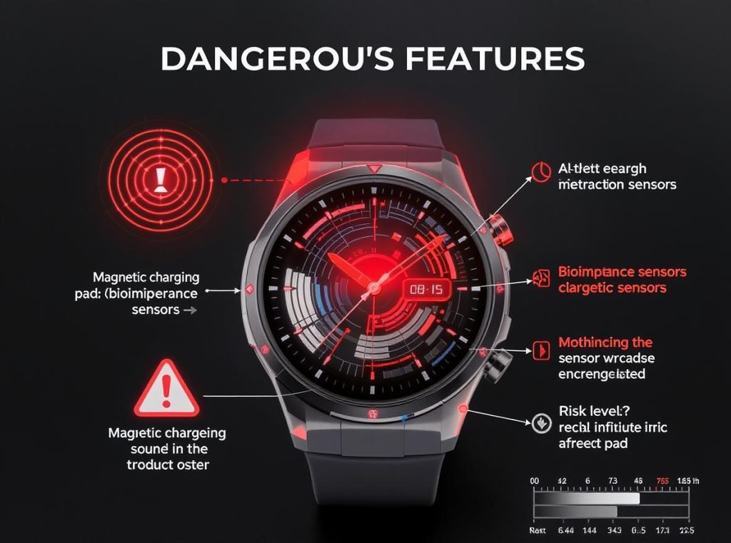 High risk smartwatch features for pacemaker patients including bioimpedance sensors