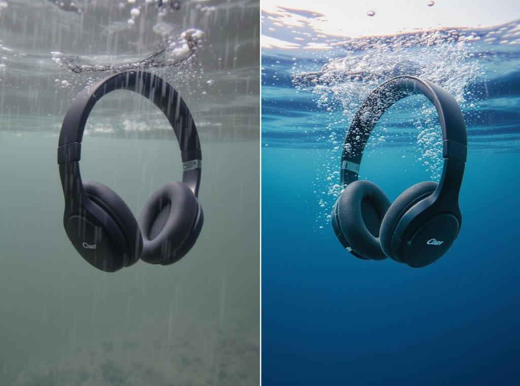 Waterproof vs water resistant headphones comparison demonstration