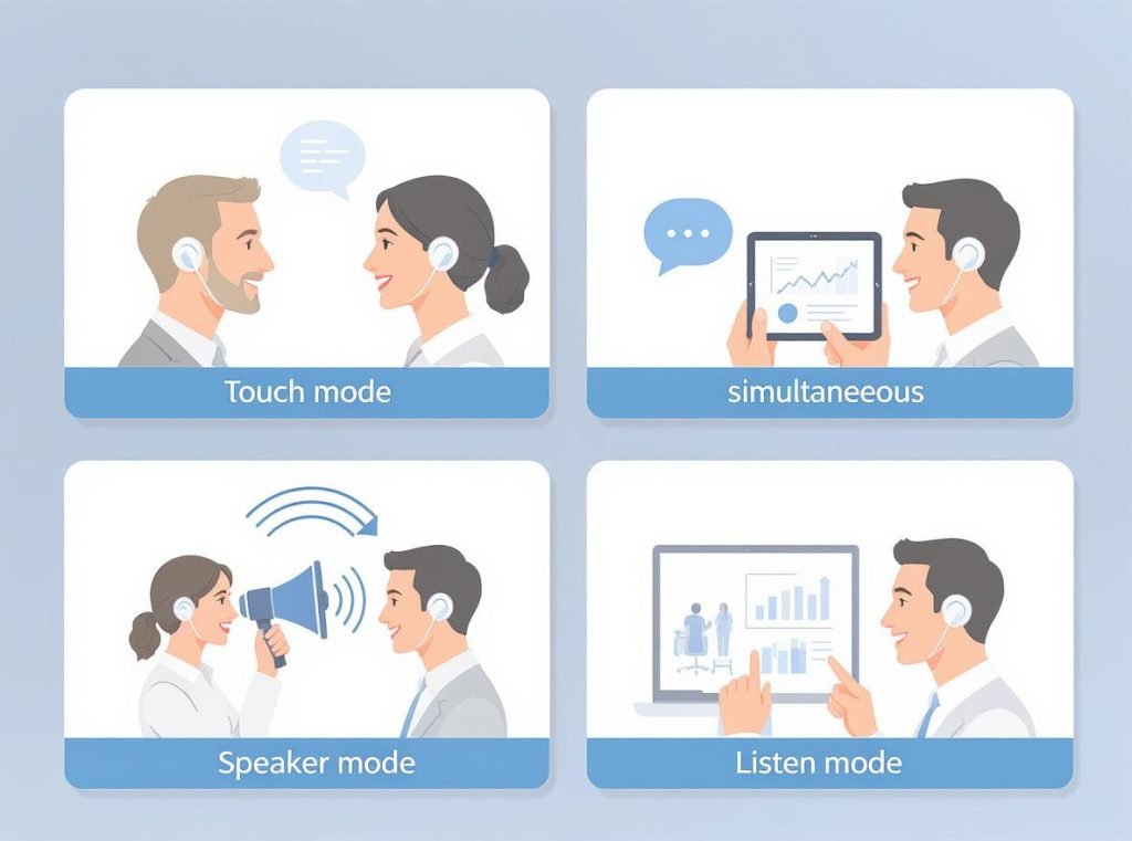 Four translation modes - touch, simultaneous, speaker, and listen modes for earbuds