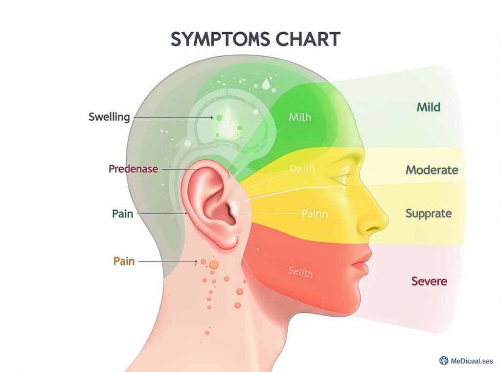 Medical chart showing warning signs and symptoms of earbud-related ear problems