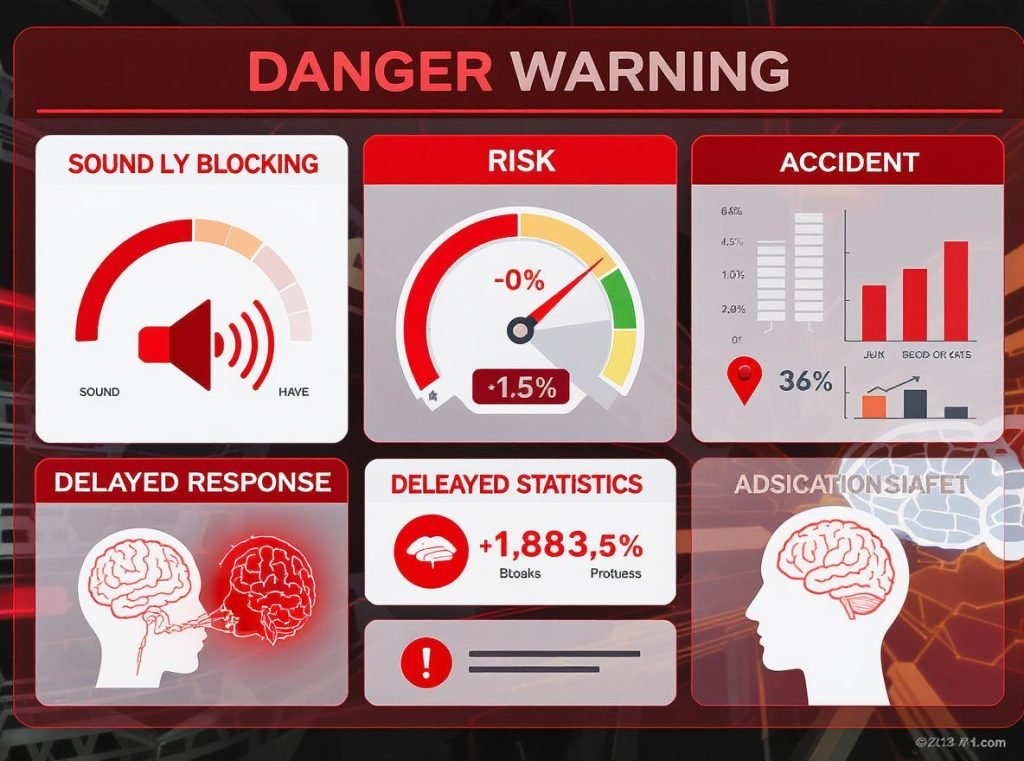 Safety risk dashboard showing headphone dangers including reduced awareness and slower reaction times