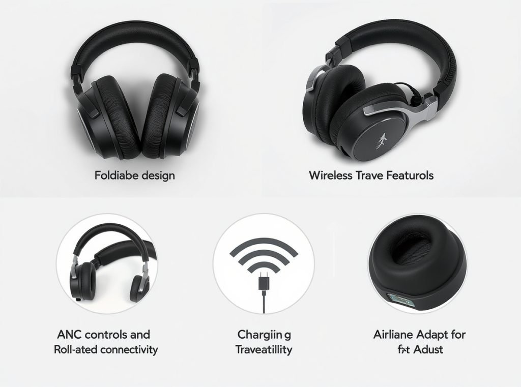 Essential travel headphone features ANC wireless connectivity foldable design