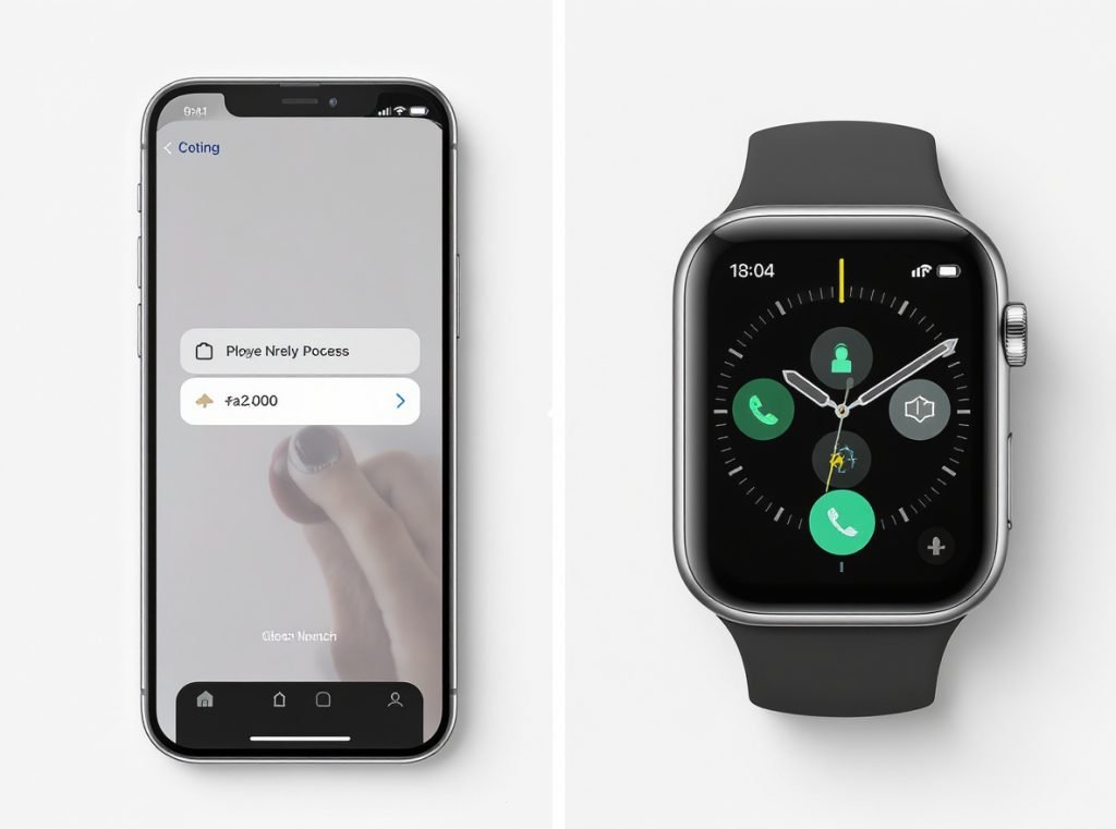 Step-by-step smartwatch pairing process with Android phone screens