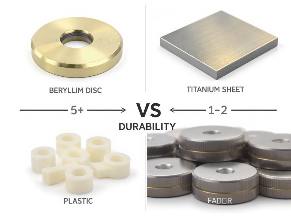Premium headphone materials including beryllium and titanium compared to standard plastic components