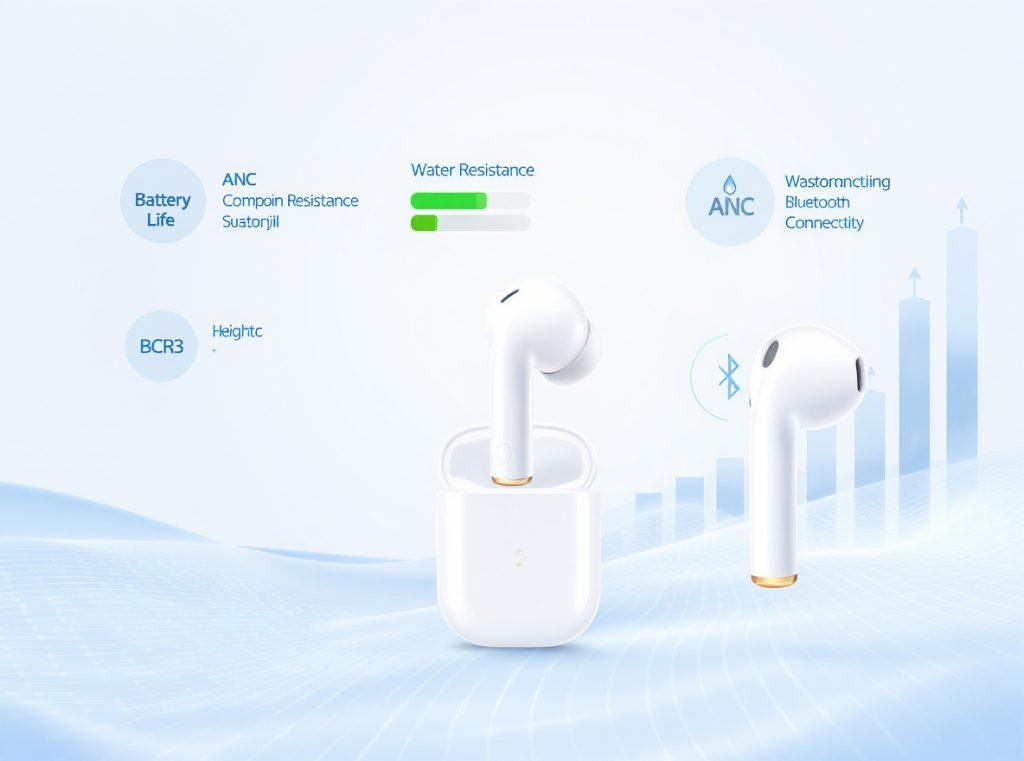 Essential wireless earbud features - battery, ANC, water resistance, Bluetooth