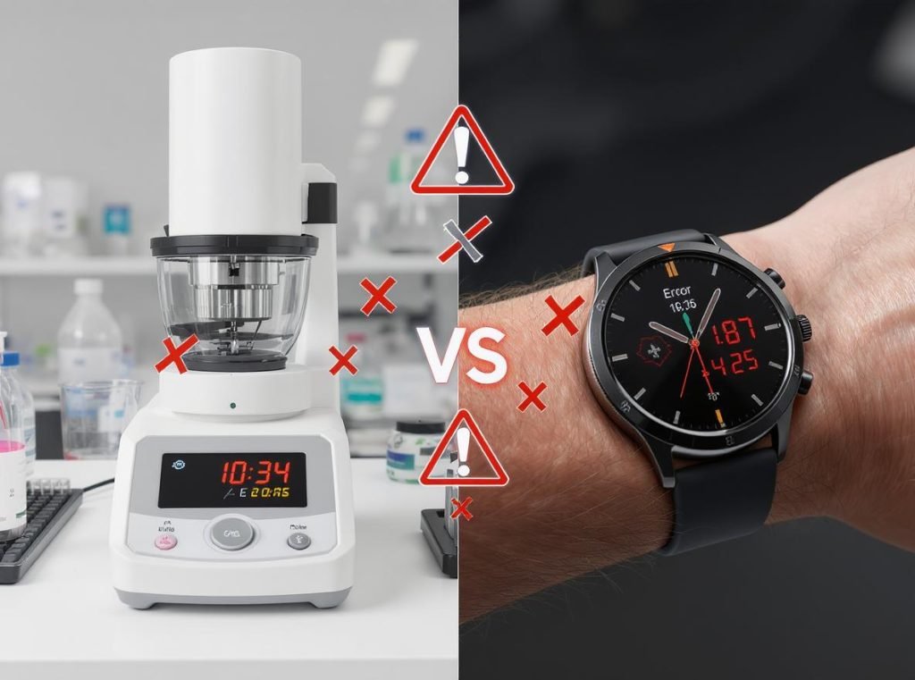 Comparison between laboratory calorie measurement accuracy and smartwatch estimation errors