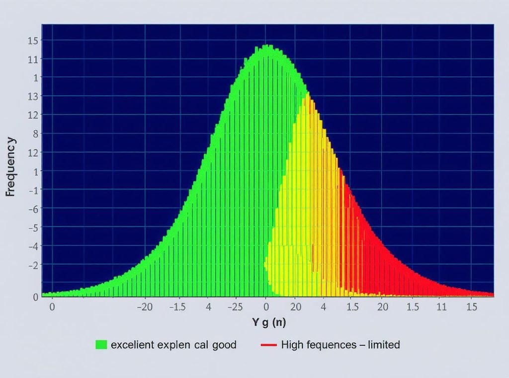 Frequency spectrum chart showing noise cancellation effectiveness across different sound frequencies