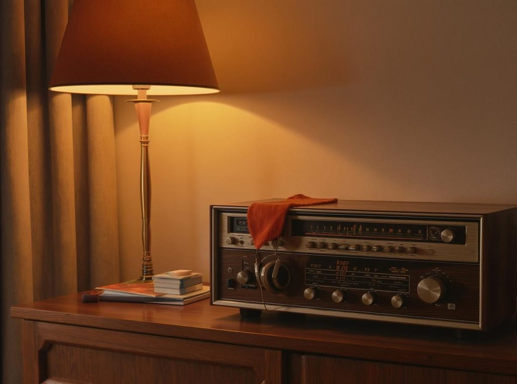 1958 Koss SP/3 stereo headphones with vinyl records marking birth of consumer entertainment market