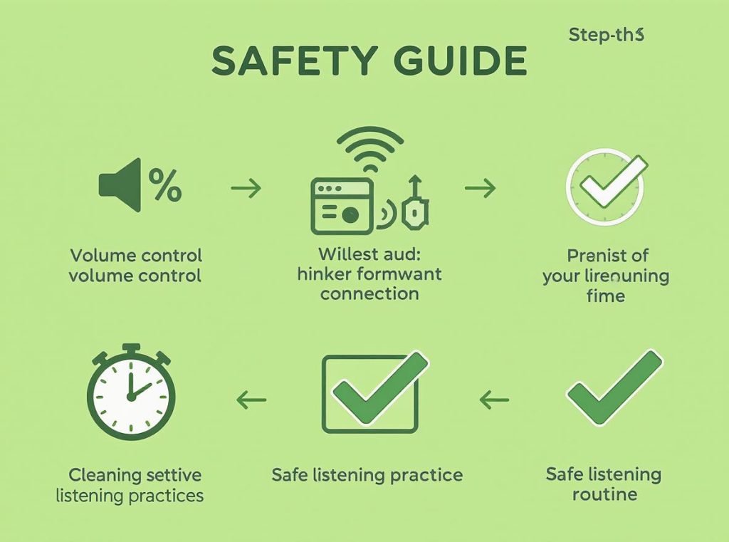 How to sleep safely with headphones - step by step safety guidelines infographic