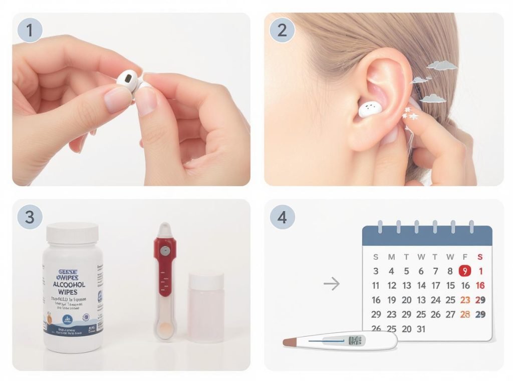 Step-by-step guide showing emergency actions after sharing contaminated earbuds