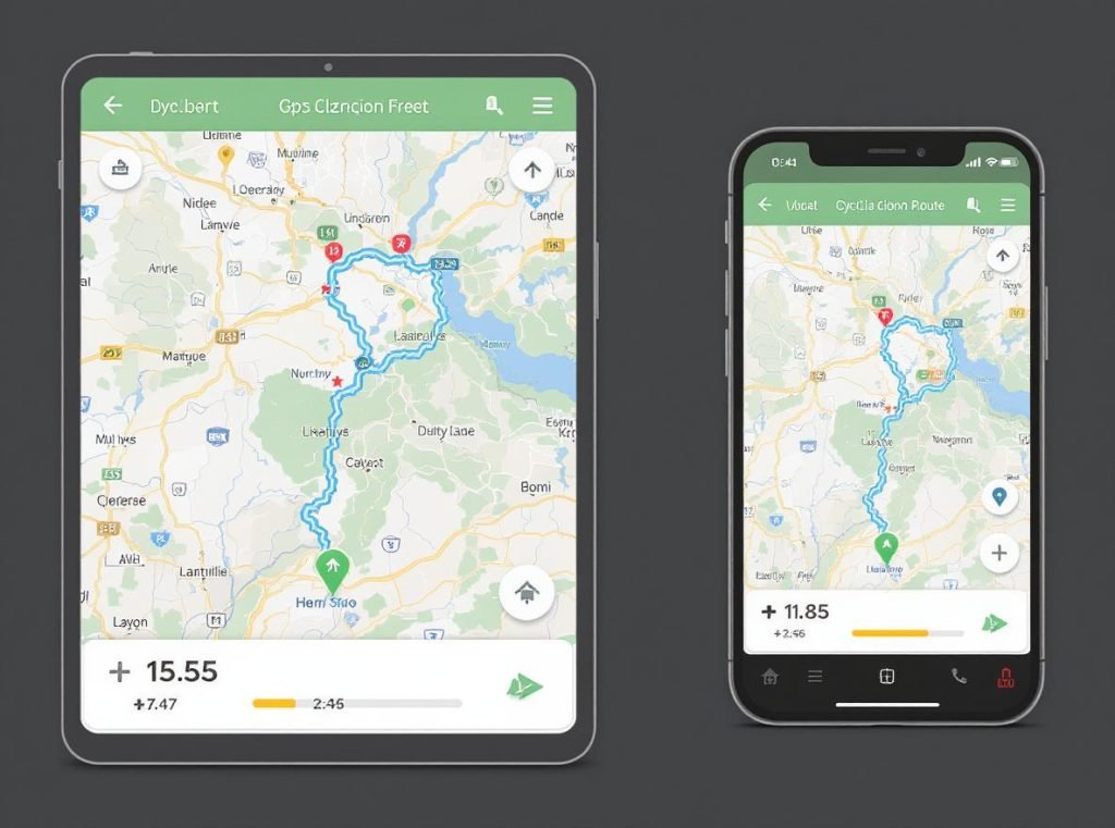 GPS navigation comparison for cycling routes on different devices
